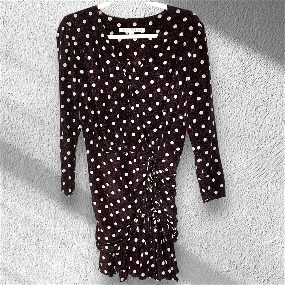 Vernoica Beard Size 2 Silk Lou Lou Ruched Flounce Mini Dress Quiet Luxury Clean